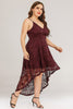 Load image into Gallery viewer, Burgundy High low Lace Plus Size Dress