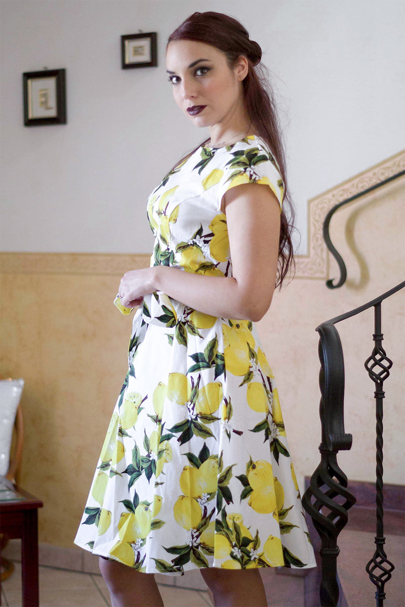 Load image into Gallery viewer, Yellow Lemon Print Dress