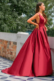 Burgundy Satin Prom Dress