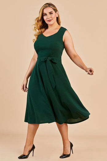 Dark Green Plus Size Vintage Swing Dress