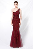 Mermaid One Shoulder Prom Dress with Appliques