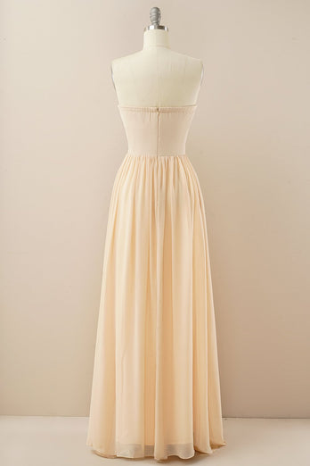 Champagne Sweetheart A Line Chiffon Prom Dress