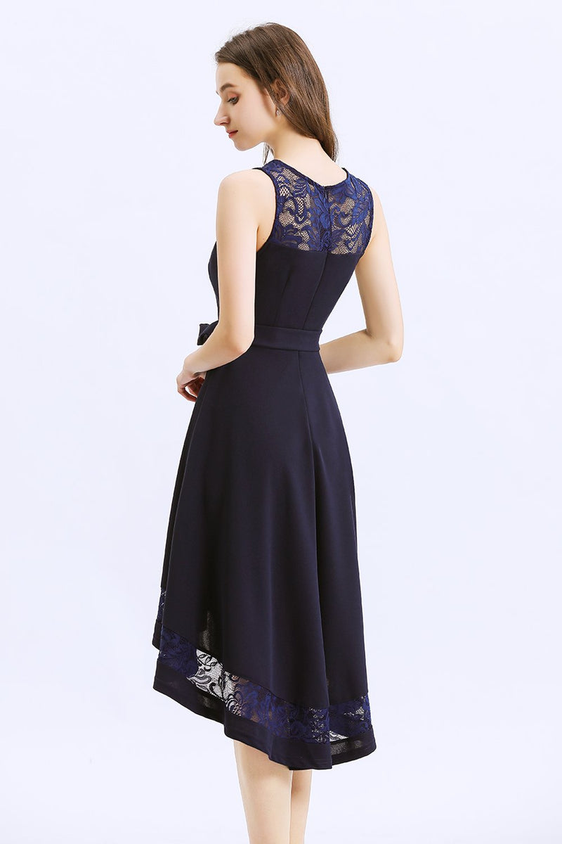 Load image into Gallery viewer, Asymmetrical Navy Dress