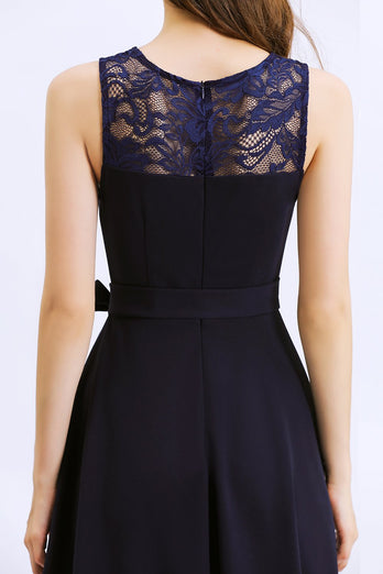 Asymmetrical Navy Dress