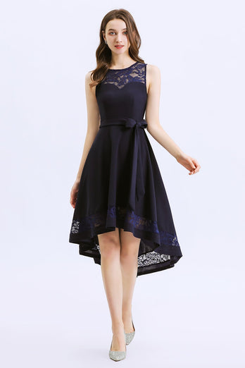 Asymmetrical Navy Dress