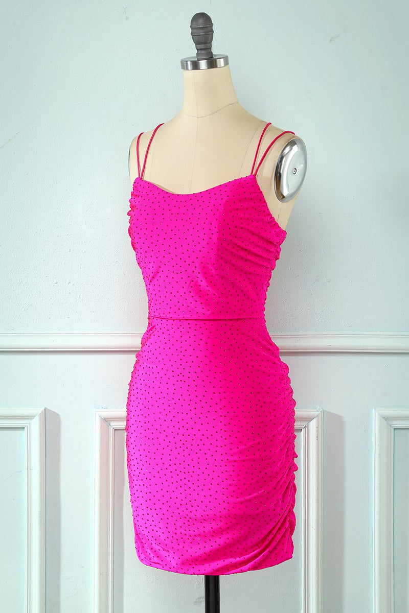 Load image into Gallery viewer, Rose Pink Lace Up Tight Graduation Dress