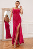 Load image into Gallery viewer, Hot Pink Spaghetti Straps Sequin Prom Dress