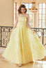 Load image into Gallery viewer, Gorgeous A Line Spaghetti Straps Yellow Long Prom Dress with Appliques