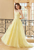 Load image into Gallery viewer, Gorgeous A Line Spaghetti Straps Yellow Long Prom Dress with Appliques