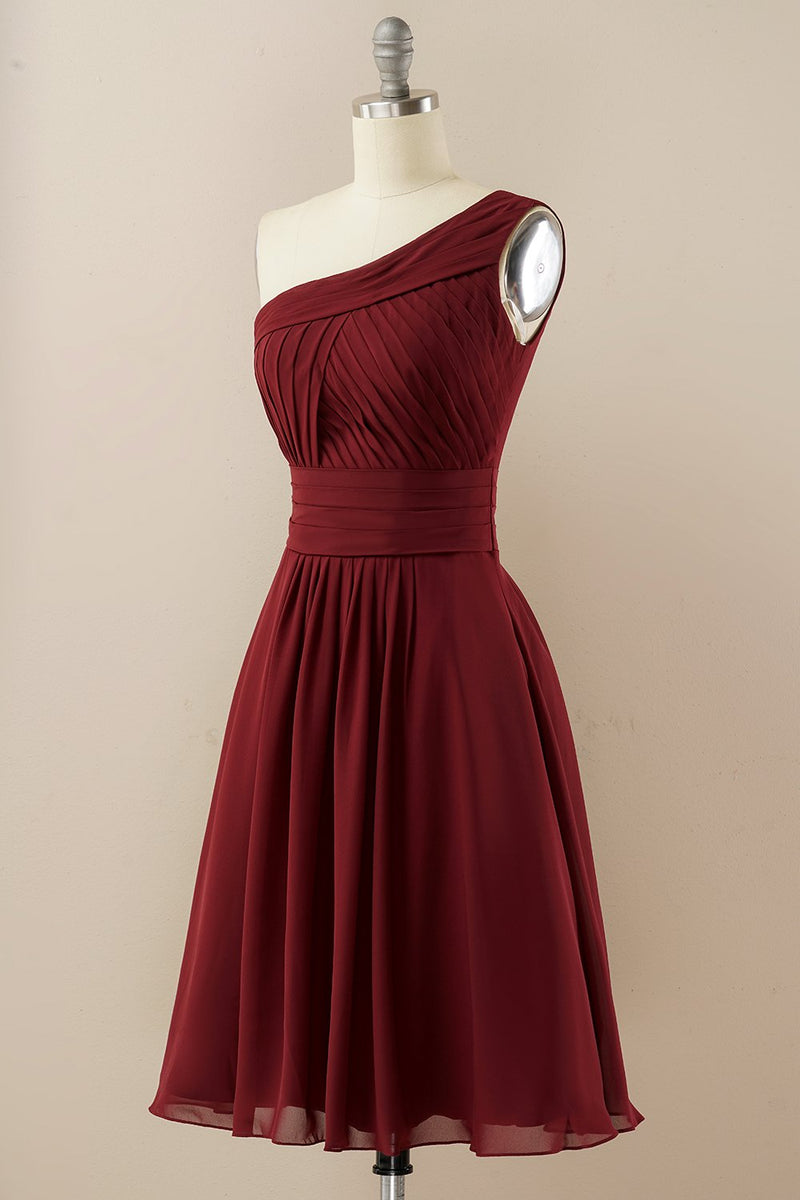 Load image into Gallery viewer, Chiffon One Shoulder Bridesmaid Dress