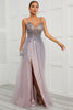 Load image into Gallery viewer, Spaghetti Straps Appliques Long Prom Dress with Split Front