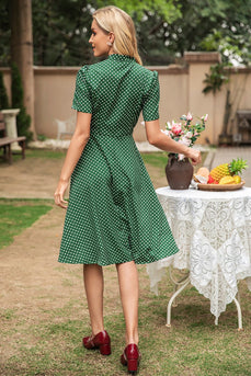 Green Polka Dots Vintage Summer Dress