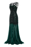 Dark Green 1920s Sequined Flapper Dress