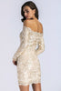 Load image into Gallery viewer, Champagne Lace Long Sleeves Bodycon Dress