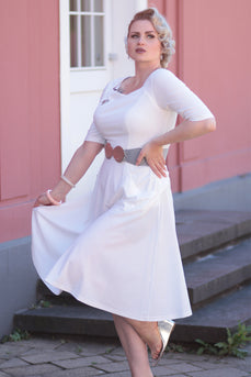White Midi Dress with Pockets