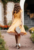 Load image into Gallery viewer, Round Neck Yellow Vintage Dress with Button