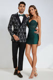 Trendy Strapless Dark Green Short Graduation Dress with Beading