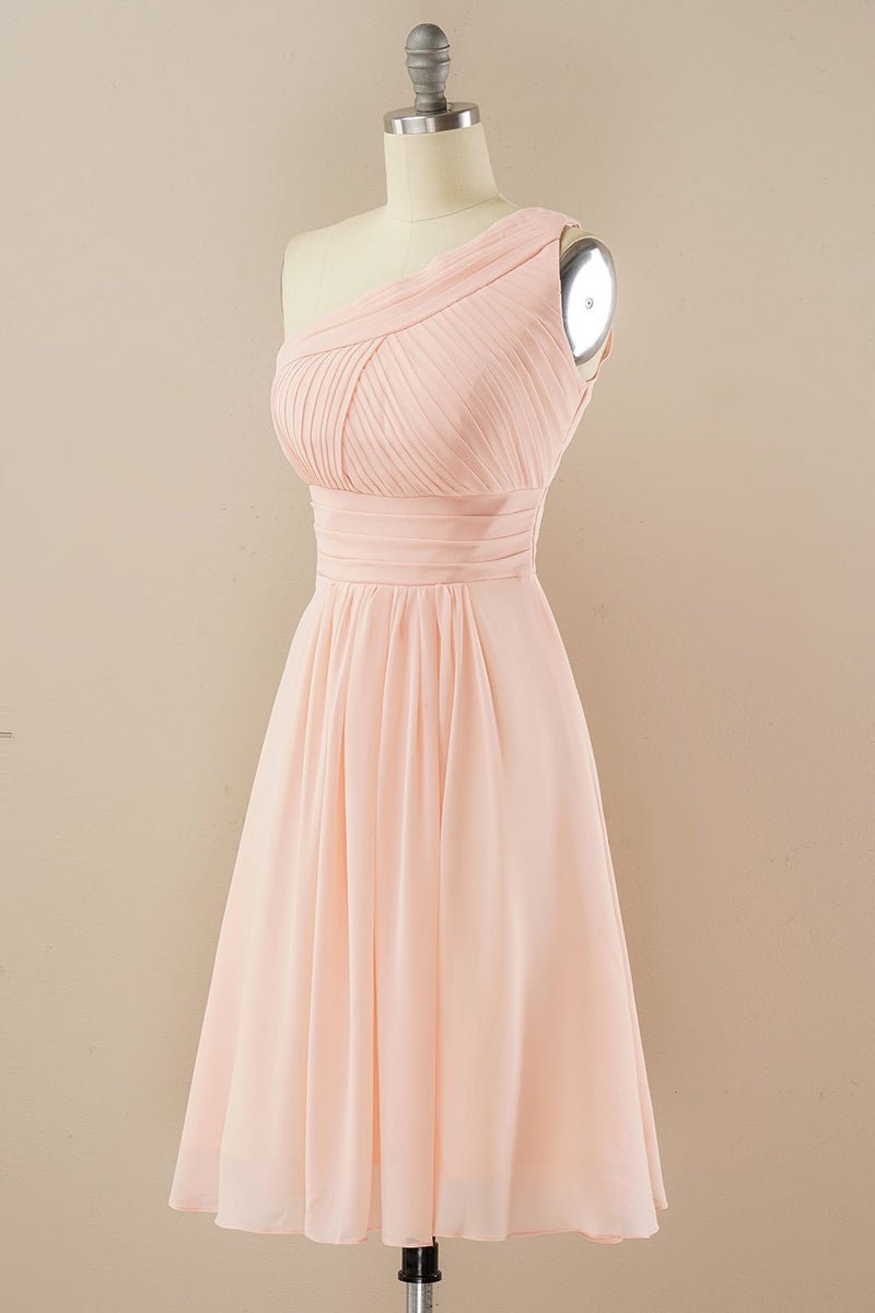 Load image into Gallery viewer, Chiffon One Shoulder Bridesmaid Dress