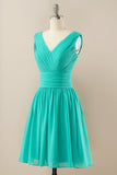 Green Chiffon Midi Bridesmaid Dress