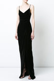 Black Velvet Evening Party Dress