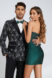 Trendy Strapless Dark Green Short Graduation Dress with Beading