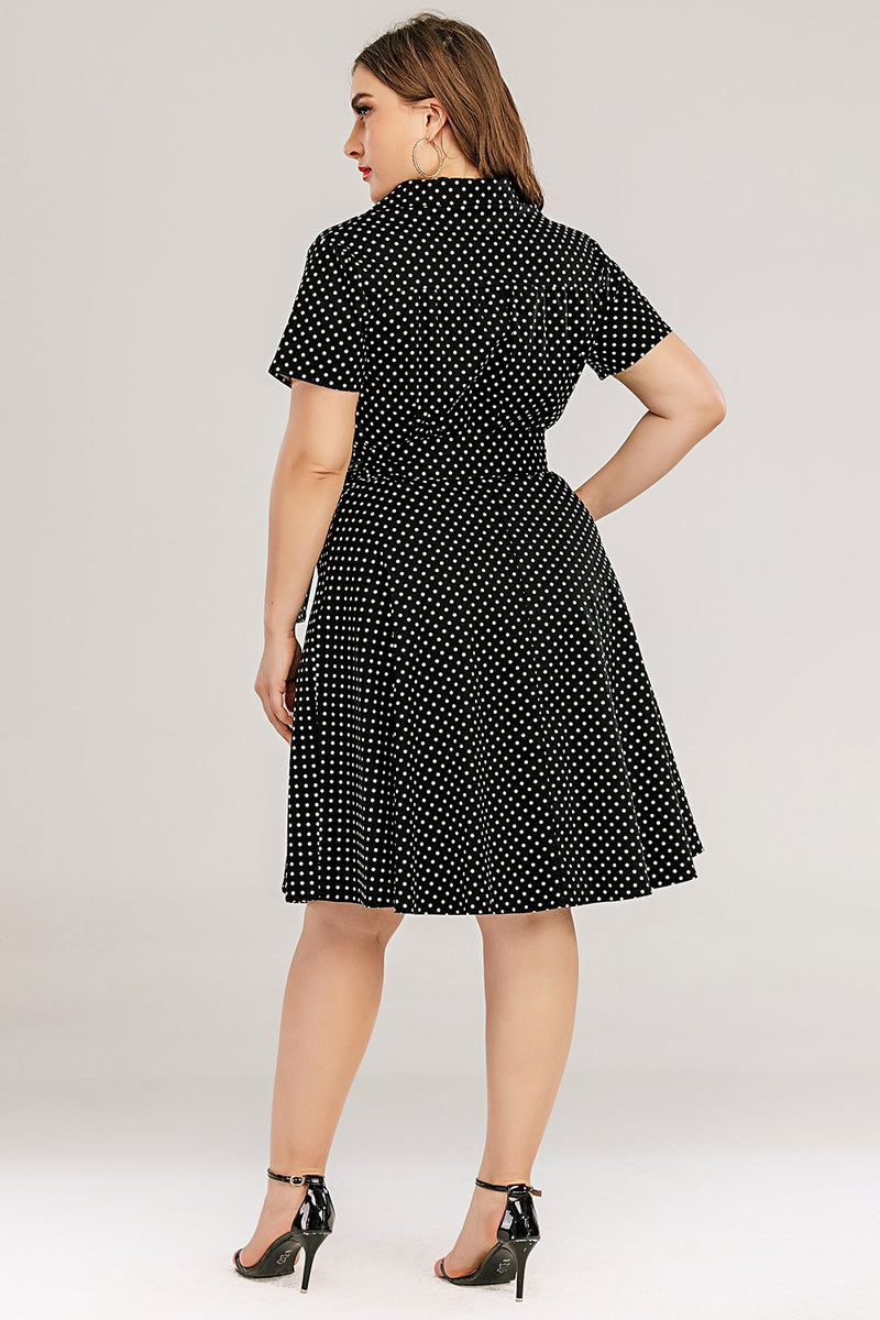 Load image into Gallery viewer, Plus Size Polka Dots Swing Dress