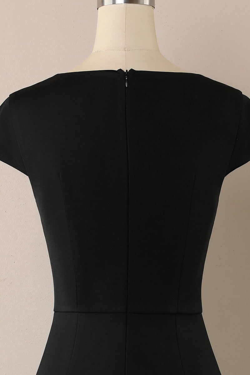Load image into Gallery viewer, Black 1960s Pencil Dress with Button