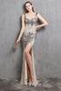 Load image into Gallery viewer, Gold Mermaid Sequin V Neck Prom Dress
