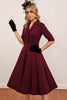 Load image into Gallery viewer, Burgundy Midi Vintage Dress