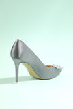 Grey Rhinestone Party Shoes