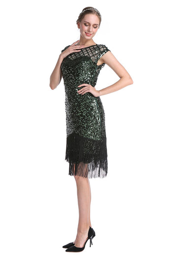 Dark Green Sequin 1920s Dress
