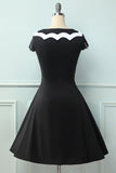 Black 1950S Bat Cape Swing Dress