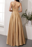 Golden Satin Long Dress