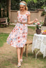 Load image into Gallery viewer, Pink Round Neck Printed Summer Dress