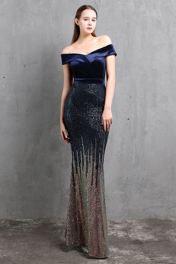 Gold Mermaid Sequin Long Prom Dress