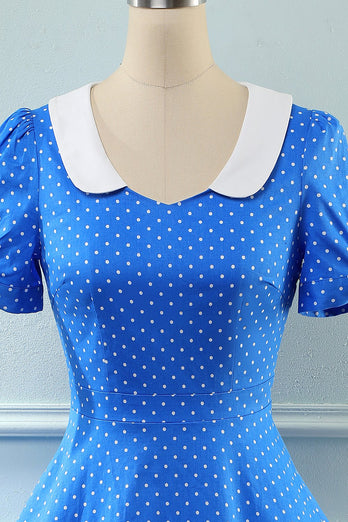 Vintage Blue Polka Dots 1950s Dress