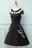 Black 1950S Bat Cape Swing Dress