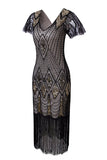 Flapper Black Sequins 1920s Dress