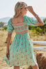 Load image into Gallery viewer, Green Floral Short Sleeves Summer Dress