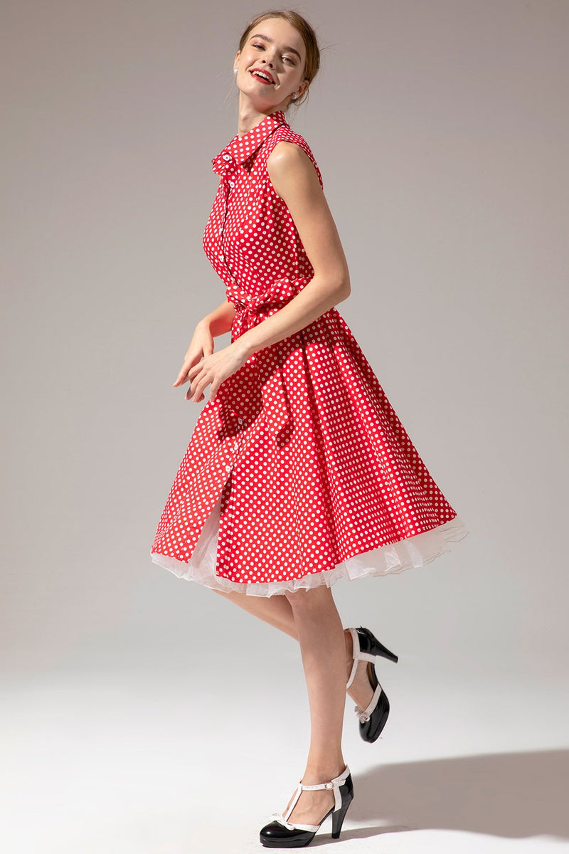 Load image into Gallery viewer, Sleeveless Polka Dot 1950s Dress