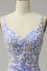 Load image into Gallery viewer, Mermaid V Neck Light Blue Long Prom Dress with Appliques Beading