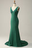 Load image into Gallery viewer, Mermaid V Neck Green Long Prom Dress with Beading