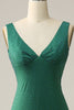 Load image into Gallery viewer, Mermaid V Neck Green Long Prom Dress with Beading