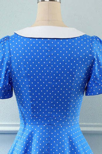 Vintage Blue Polka Dots 1950s Dress