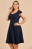 Navy Plus Size Vintage Swing Dress