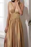 Golden Satin Long Dress