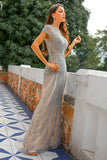 Mermaid Beaded Grey Prom Dress