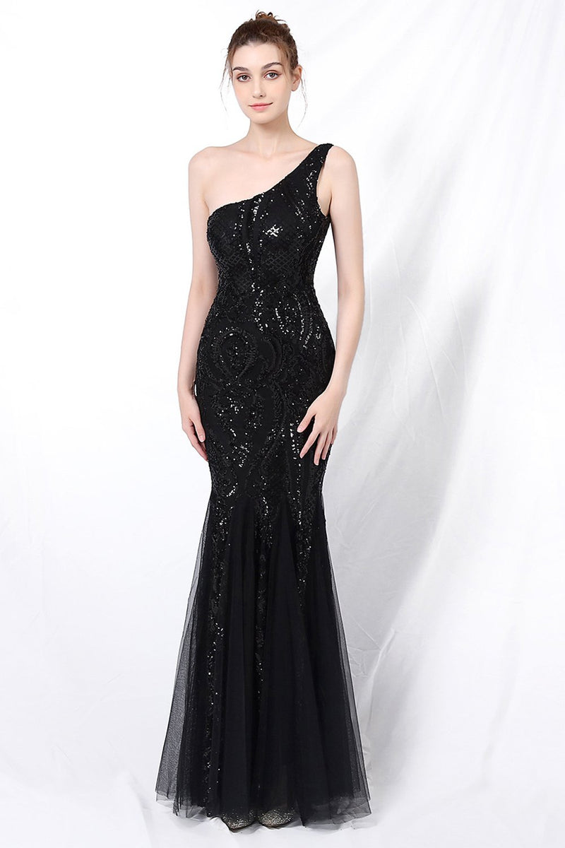 Load image into Gallery viewer, Mermaid One Shoulder Prom Dress with Appliques