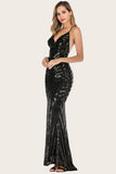 Black Mermaid Sequin Long Prom Dress