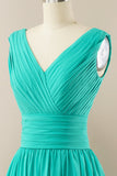 Green Chiffon Midi Bridesmaid Dress